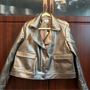 NWT! Tuckernuck Faux Leather Pewter Cropped Jacket